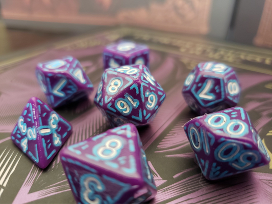 Purple and Blue (7) Acrylic DnD Dice Set