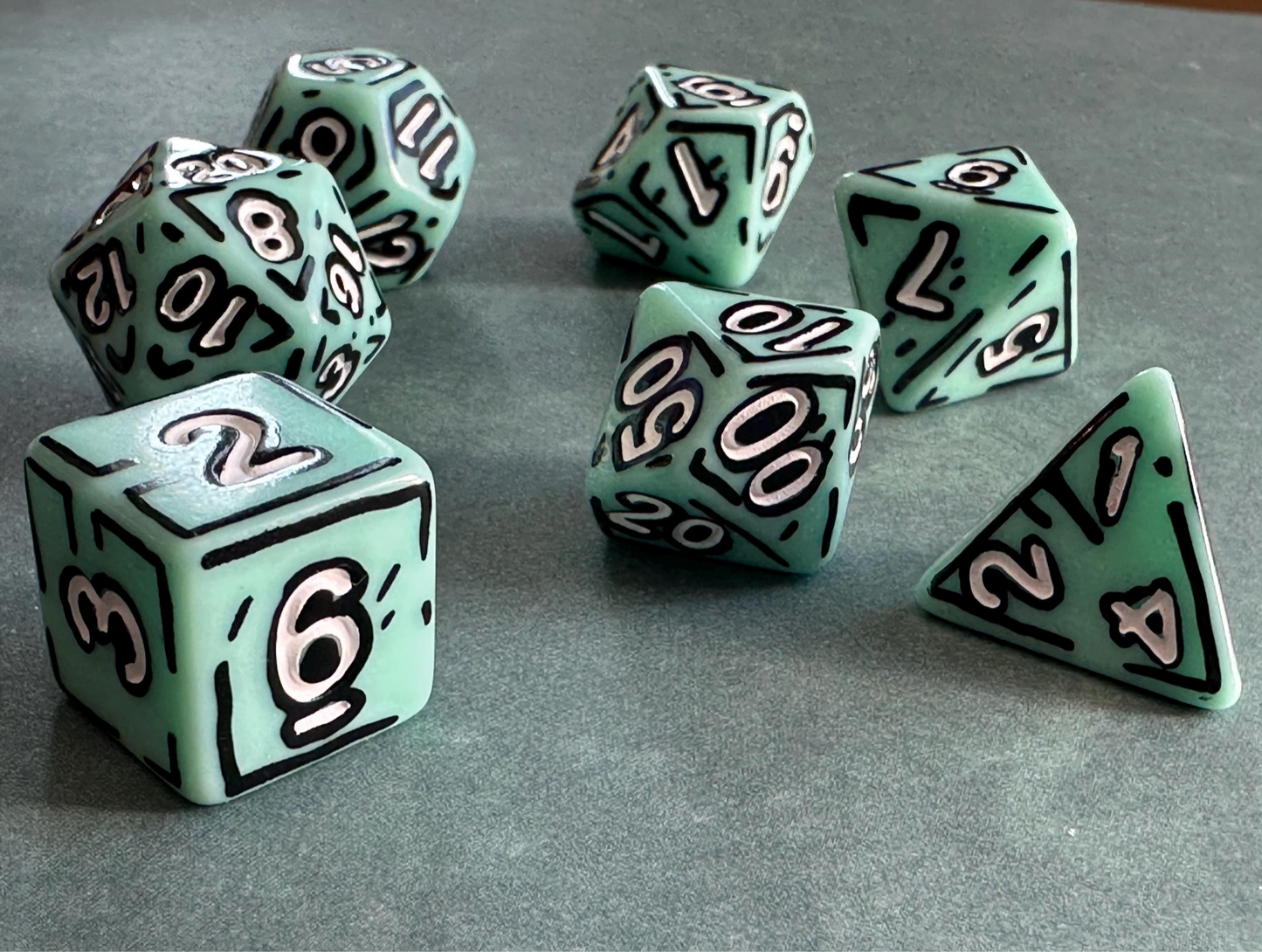 Diner Teal and Hot Pink (7) Acrylic DnD Dice Set