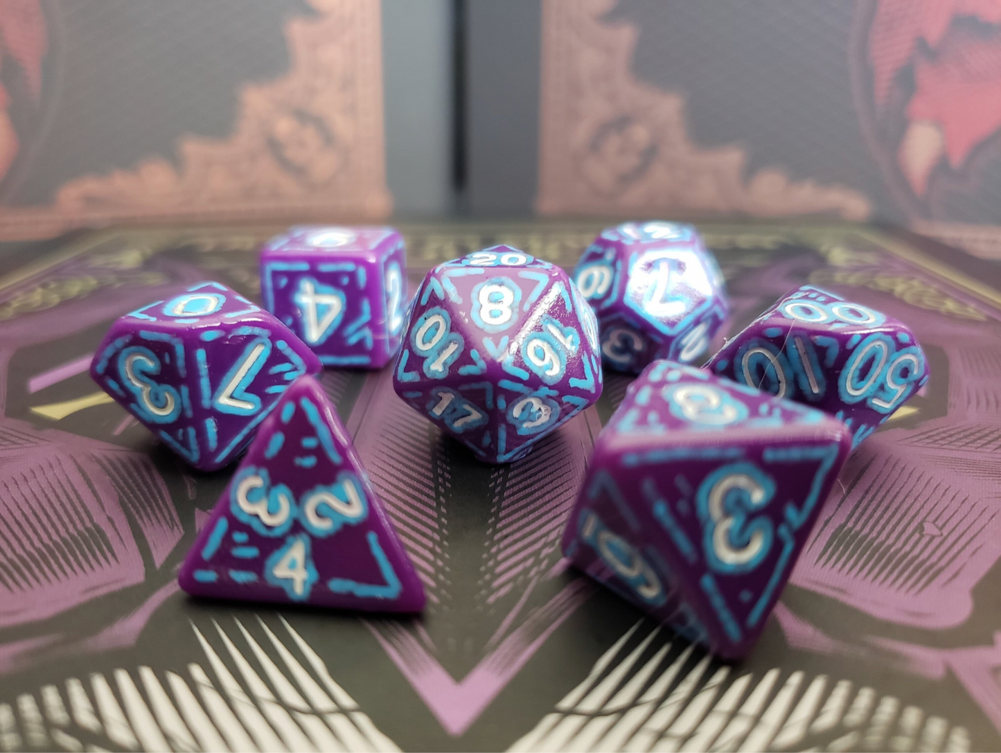 Purple and Blue (7) Acrylic DnD Dice Set