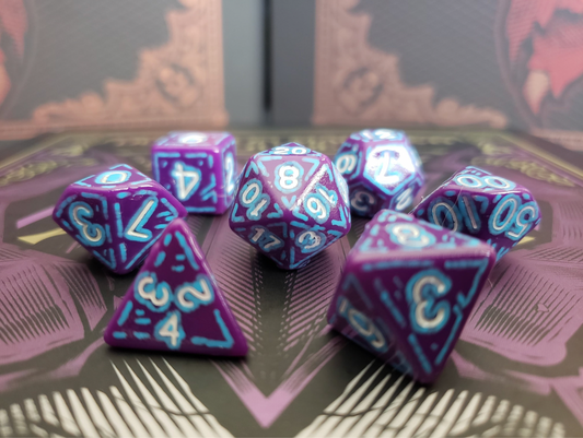 Purple and Blue (7) Acrylic DnD Dice Set