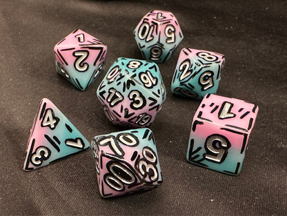 Cotton Candy (7) Acrylic DnD Dice Set
