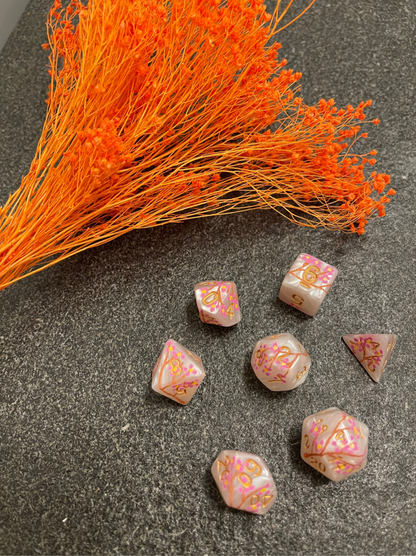 Cherry Blossom (7) Acrylic DnD Dice Set