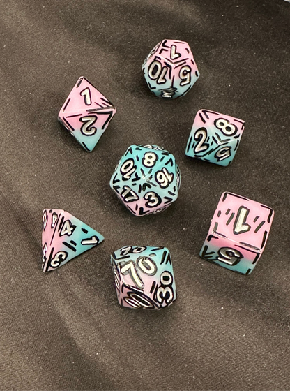 Cotton Candy (7) Acrylic DnD Dice Set
