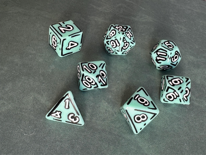 Diner Teal and Hot Pink (7) Acrylic DnD Dice Set