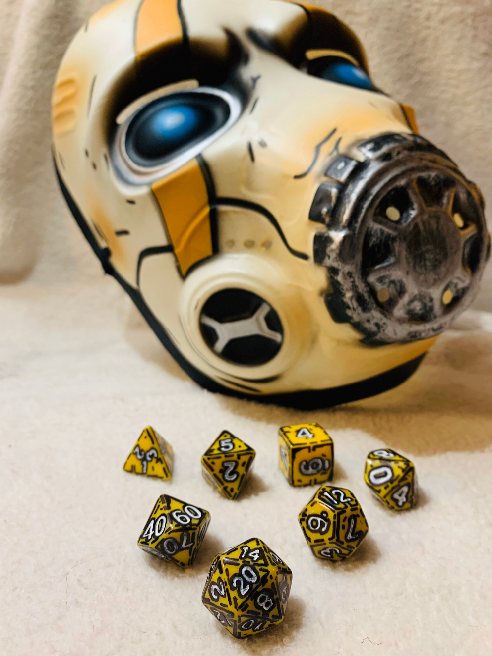 Yellow and White (7) Acrylic DnD Dice Set