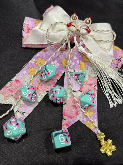 Green Tea Cherry Blossom (7) Acrylic DnD Dice Set