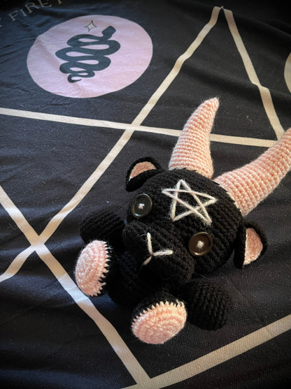 Pink and Black Halloween Crochet Goat Amigurumi