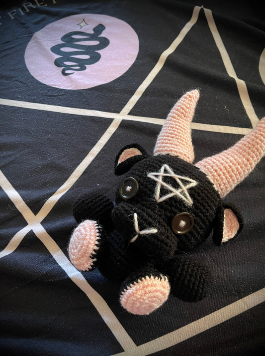 Pink and Black Halloween Crochet Goat Amigurumi