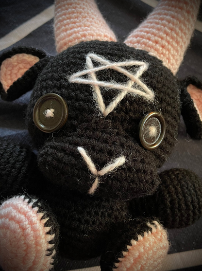 Pink and Black Halloween Crochet Goat Amigurumi