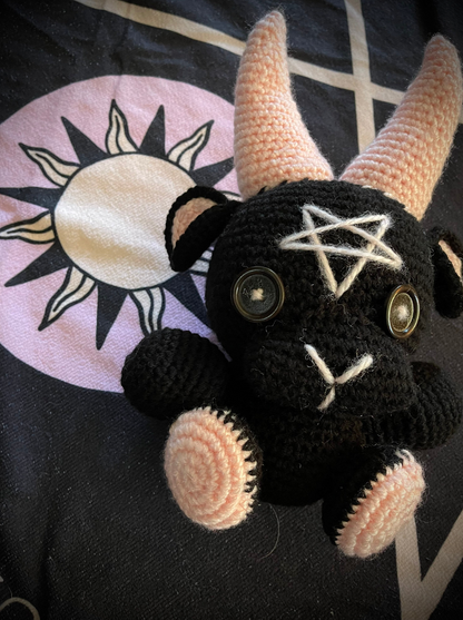 Pink and Black Halloween Crochet Goat Amigurumi
