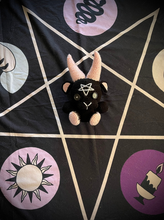 Pink and Black Halloween Crochet Goat Amigurumi